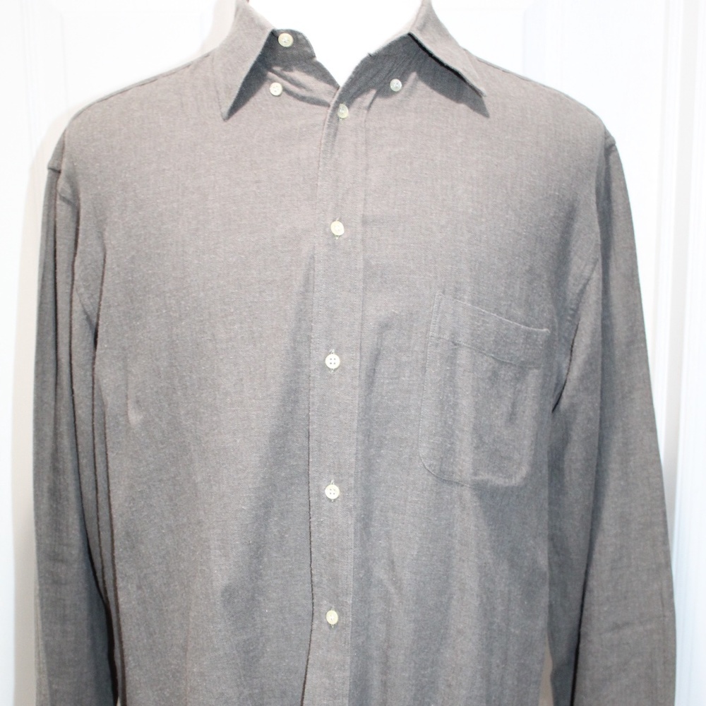 Les Copains IV Cotton Flannel Shirt Tan Brown Herringbone Button Up Size M